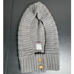 DeLux Hand Made 100% Merino Wool Convertible Hood‎ Scarf Grey Buttons